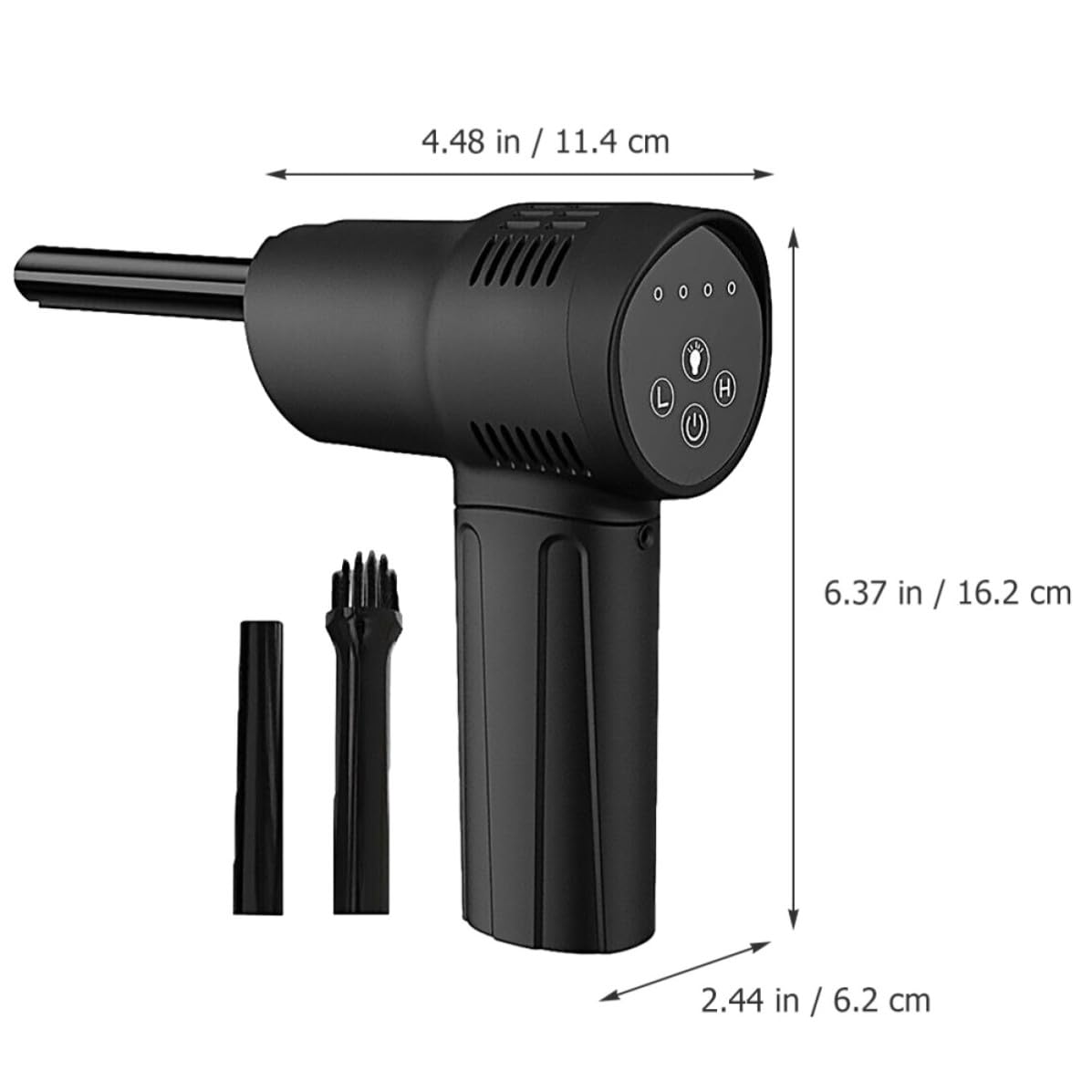 USHOBE Soffiatore Aria Compressa Elettrico Senza Fili Ricaricabile 6000 mAh Plastico Nero Bassa velocità per Pulizia Computer e Obiettivi Fotografici a Casa