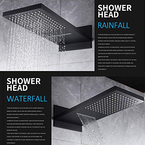 Ensemble de robinets de douche thermostatiques noirs avec cascade baignoire - 3
