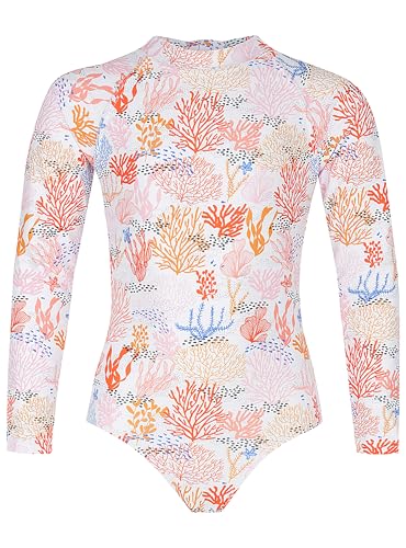 Tame the Sun Long Sleeve Girls Swimsuit - Rash Guard One Piece Bathing Suit - UPF 50+ Zipper Girls Swimwear