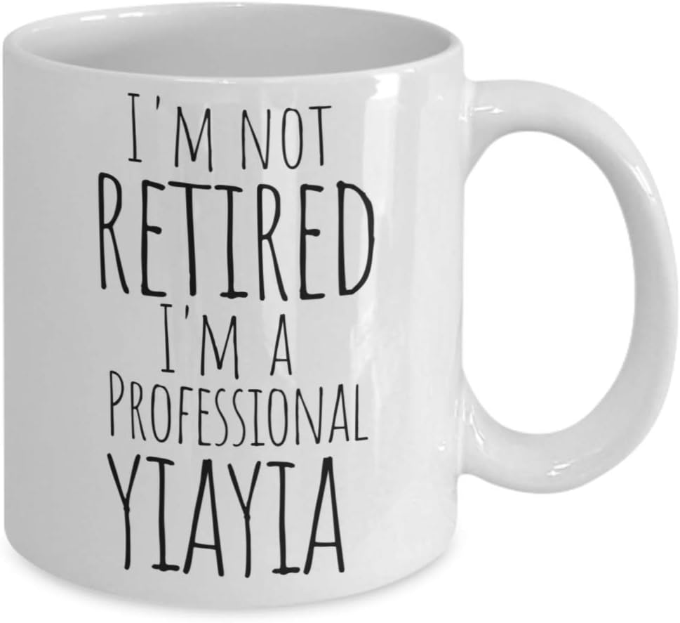 Holiday Deals 🛒 Yiayia Mug for Retired Greek Grandma - Best Mothers Day, Christmas Stocking Stuffer, Birthday or Baby Reveal Gift For a New Grandmother from Grandkids Granddaughter Grandson - 11oz Coffee Tea Cup