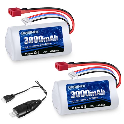 URGENEX 11.1V 3000mAh Li-ion Battery for R608 Brushless RC Boat 15C 3000mAh High Capacity RC Battery...