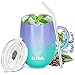 Amazon Brand - Umi Termo Café 360ml,Tazas Café de Acero Inoxidable con Asa, Sin BPA Doble Pared Aislado al Vacío, Reutilizable Vaso Térmico AntiDerrames con Dos Tapas y Pajita,Violeta y Verde