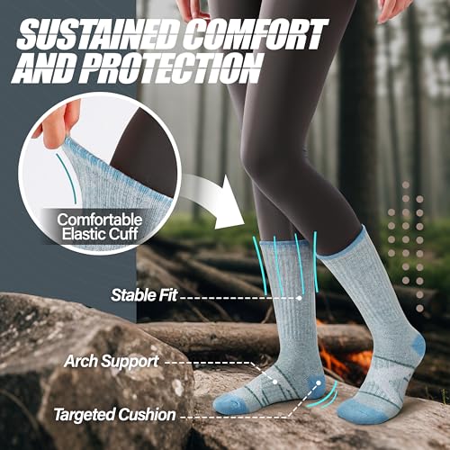 Image of ANTSANG 5 Pairs Merino Wool Hiking Socks for Men & Women Thermal Winter Warm Moisture Wicking Cushion Boot Socks