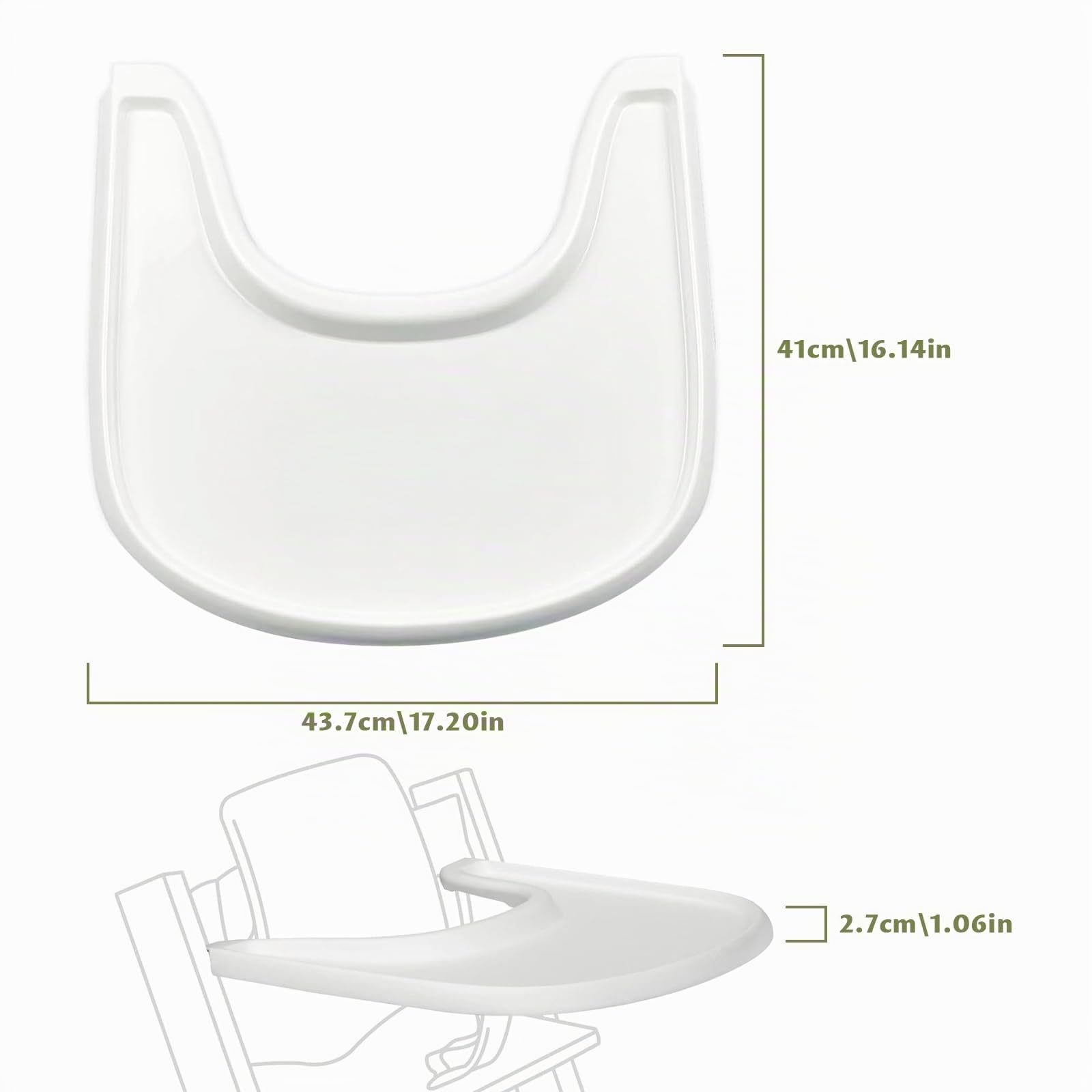 LIROPAU Bandeja para Trona, Bandeja Compatible con Silla Stokke Tripp Trapp, 100% Libre de BPA, Fácil de Montar, Accesorios para Trona para niños pequeños de 6 a 36 Meses - Blanco