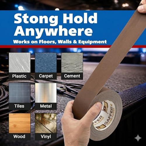 Image of Gaffer Power Brown Gaffer Tape 2 inch x 30 Yards - Made in USA, Professional Grade, No Residue, Non-Reflective Matte Cloth Tape for Stage, Photography & Cable Management