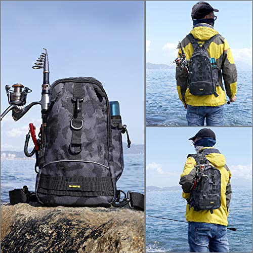 Plusinno Fishing Backpack Tackle Bag, Water-Resistant Fishing Backpack With Rod Holder, Large Fishing Bag For Fishing Gear, Ideal Fishing Gifts For Men #TOP7