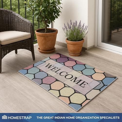 Image of HomeStrap Welcome Door Mat for Home Entrance | Anti Slip Rubber Floor Mat for Home & Office Door | Multicolour