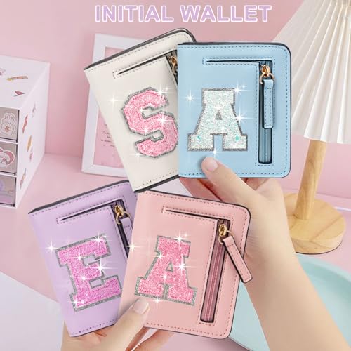 Image of Birthday Gifts for Teen Girl Kids Wallet Girl Wallets Small Initial Rfid Wallet Teen Girls Gift Preppy Stuff for Girls Purple E