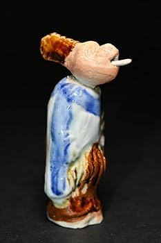 Amazon | 平戸焼舌出し三番叟染付鉄釉猿時代細工物からくり人形郷土