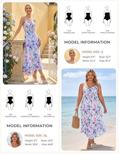 Image of GRACE KARIN Womens Maxi Floral Sundresses Summer Beach Boho Dress Spaghetti Strap Dresses Casual Fashion Clothes with Pockets