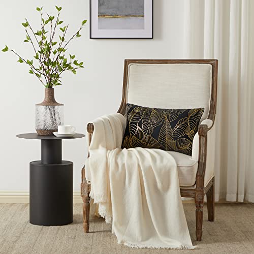 Gigizaza Decorative Throw Lumbar Pillow Covers,Velvet Black Gold Leaves 12X20 Couch Pillow Covers,Fall Cushion Covers For Sofa, Pack Of 2 #TOP5