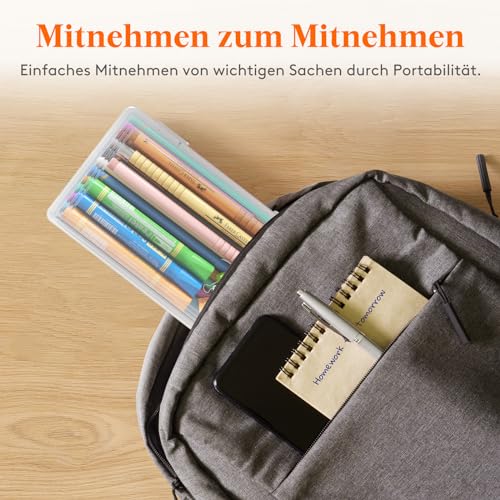 Lifewit Stiftebox mit Snap-Dicht Deckel, Hochwertiges Kunststoff Bürobedarf Organizer, Aufbewahrungsbox für Schreibwaren/Art Supply/Kosmetika/Werkzeugteile/Craft, Durchsichtige, 1L, 4 Pack