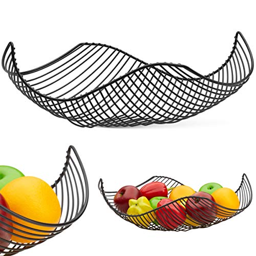 Vistella Fruit Bowl Basket in Matte Black - 6 Colors Available - Stainless Steel Wire Design with Modern Styling - Decorative Countertop Centerpiece
