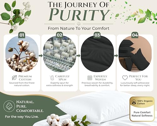 Image of Royale Linens 100% Cotton Pillow Cases King Size Set of 2 - Percale Pillowcase - Black Pillow Cases Super Soft Cooling & Breathable Hotel Cotton Pillowcases, Fits King Pillows (20 inchx40 inch, Black)