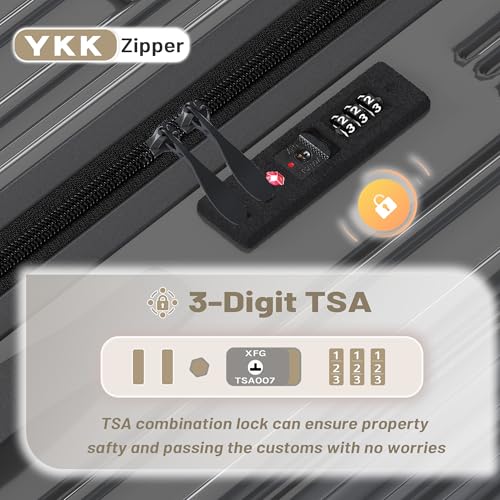 Luggage Sets 3 Piece, Lightweight Hardshell Luggage Sets with Double Spinner Wheels, ABS+PC Hardside Suitcase Set with TSA Lock & YKK Zipper for Women Men Travel, Expandable, 20/24/28 Inch, Grey4