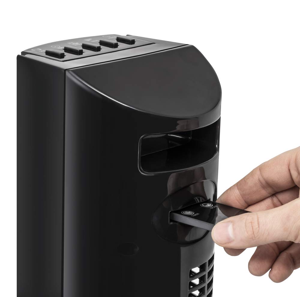 TROTEC Ventilador de Torre TVE 31 T, 45 W, Pantalla LED, Mando a Distancia, 3 Velocidades de Ventilación, Oscilación Automática de 60°, Base de Apoyo Estable y Antideslizante, Temporizador