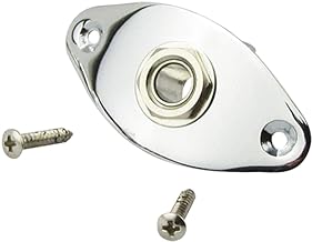 Musiclily Thick Oval Dented Electric Guitar Output Jack Plate Socket, Chrome(Pack of 2)