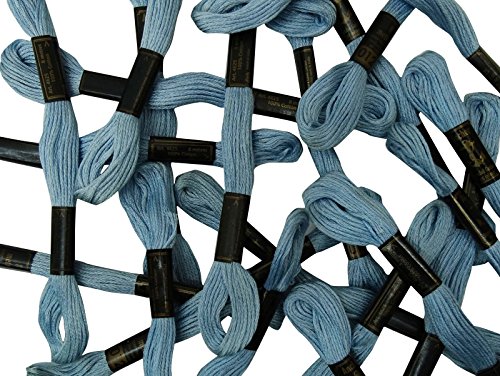 Image of Cross Stitch Hand Embroidery Thread Stranded Cotton Craft Sewing Floss 25 Skeins-Light Blue