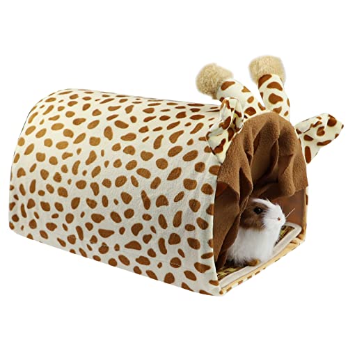 Toysructin Meerschweinchen-Tunnelhaus mit Fleece-Vorhang und doppelseitigem Pad, warme gemütliche Hamster-Versteckhöhle zum Spielen, Schlafen, Ausruhen, Chinchilla, Igel Cover