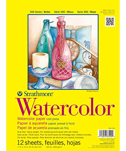 Strathmore 300 Series Watercolor Paper Pad, Tape Bound,...