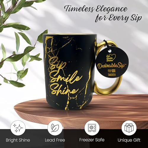 Taza de café de porcelana con diseño mármol 18oz negro miniatura 3