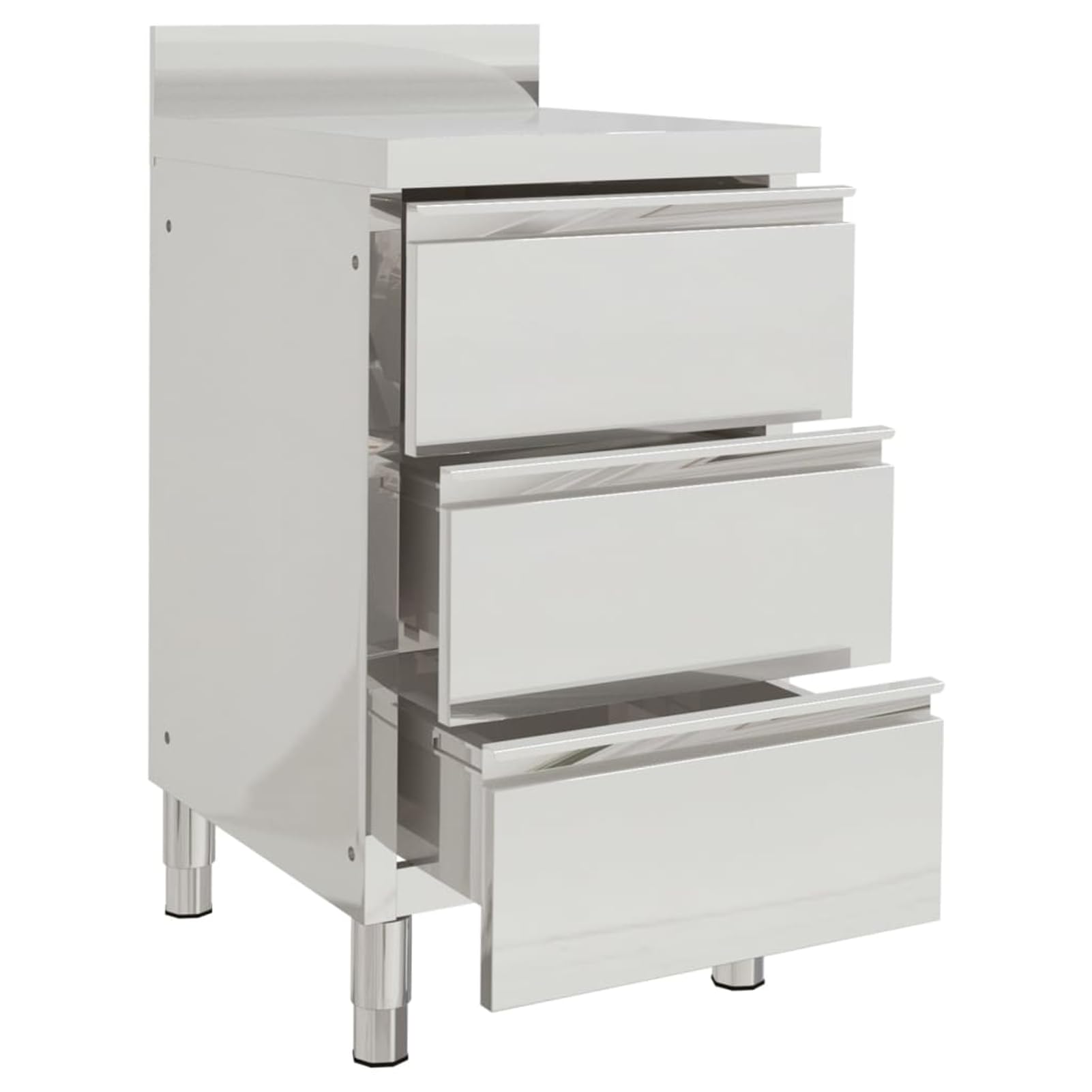 Armario de cocina de acero inoxidable con 3 cajones, alta calidad y resistente a la corrosión, 50 x 60 x 95 – 96 cm, para cocina y gastronomía Model151179