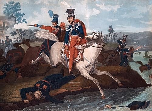 Peinture sur toile Mort de Poniatowski par Horace Vernet - Tableau nordique 60x90cm pour chambre