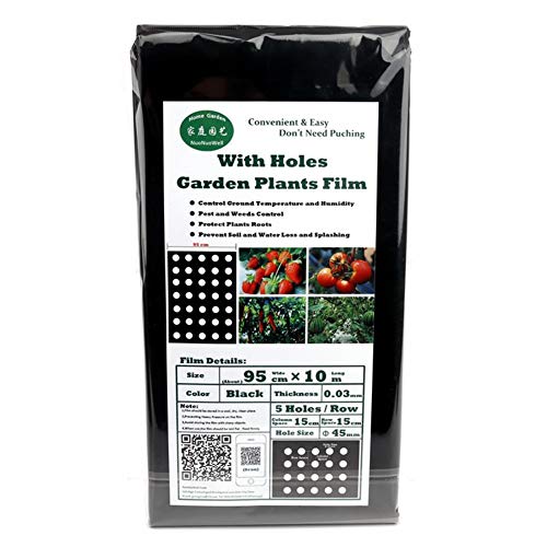 Preisvergleich Produktbild Chyuan Perforierte PE-Folie, Agricultural Plant Kunststofffolie, Garten Gemüse Schwarz Gartenfolie, Kein Werkzeug Erforderlich, Wetterfest Und Widerstandsfähig