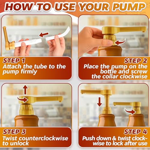 Image of Pump for Coffee Syrup Bottle Set of 3 - Compatible with Torani, Davinci (64oz), and Ghirardelli (87-90oz) Bottles | Sauce Pump Dispenser 0.5oz Each Press - Adjustable Long Tube & Lockable Design