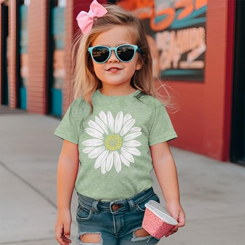 Ritatte Toddler Girl Flower Shirt Cute Daisy Flower Graphic T-Shirt Kids Boho Wildflower Short Sleeve Tees Summer Casual Tops3