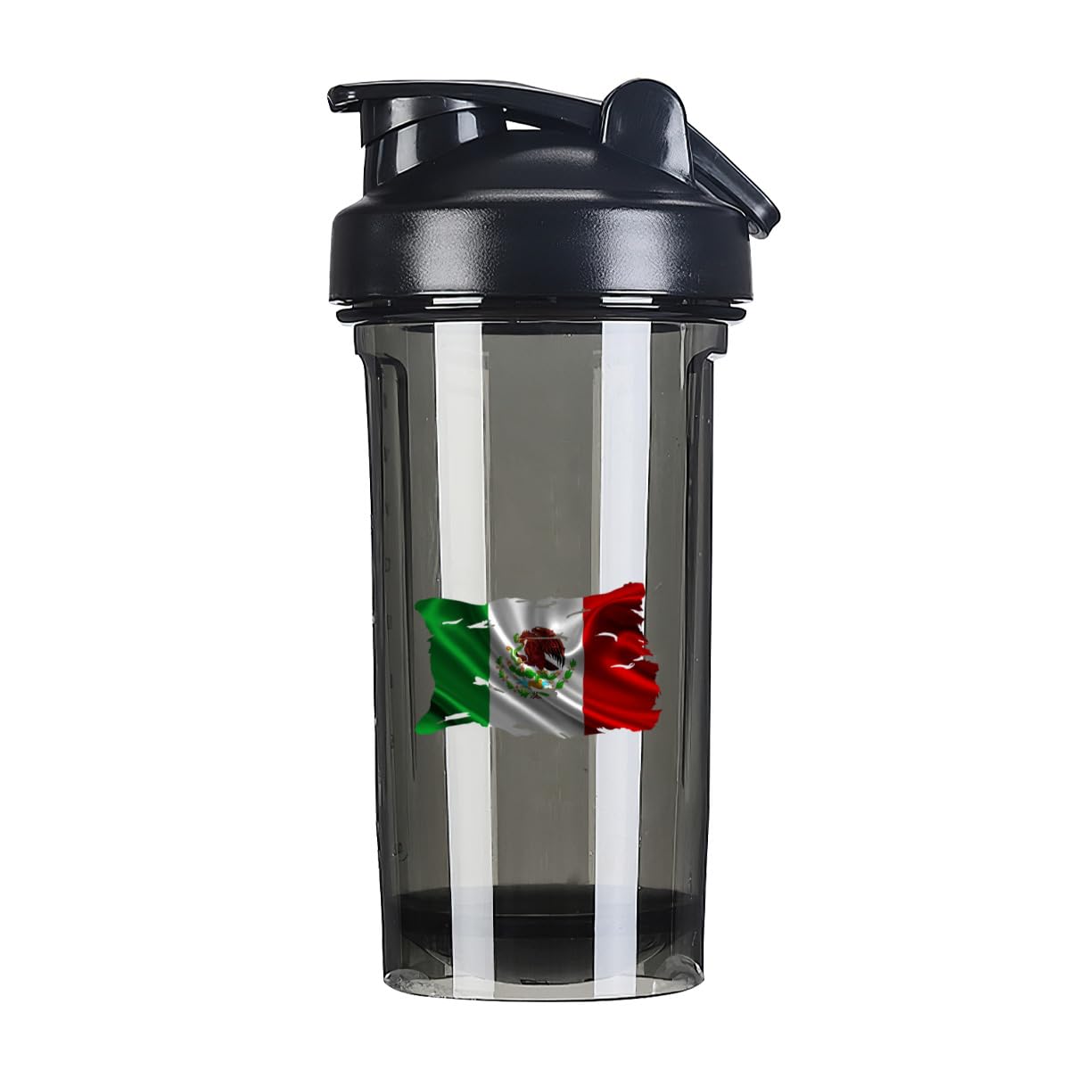 Torn Broken Mexico Michoacan Mexican Flag 18 Ounce Shaker Bottle Drink Mixer Leak-proof Pre Workout Protein Shakes Meal Replacement Shakes Bottles 500ML/18 Oz Black