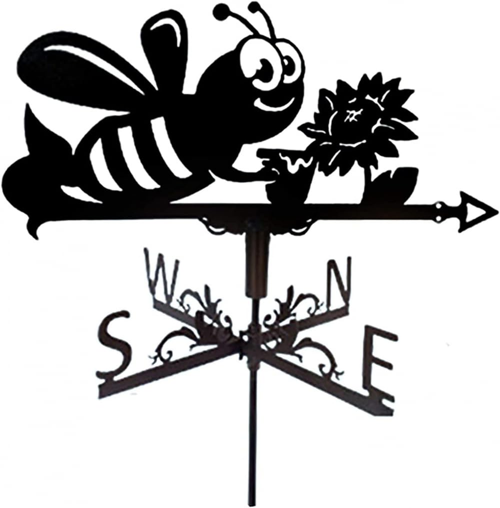 WIQUYBML Metal Weather vanes Weathercock, Wind Vane Direction Indicator for Garden Decor Roof Outdoor, weathervane Courtyard Decoration Professionnel Measuring Tool-Bee