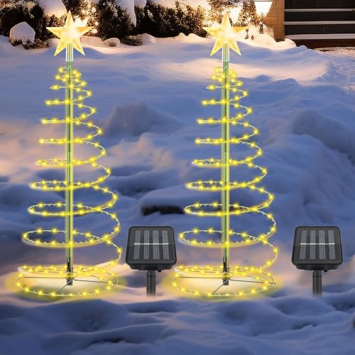 Gobesty Solar Weihnachtsbaum Außen, 2 Stück Weihnachtsdeko Aussen...