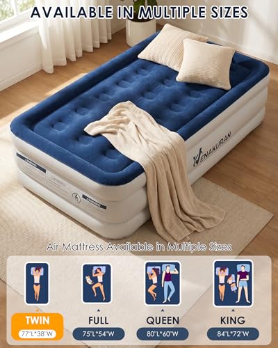 Image of Twin Air Mattress with Built in Pump, 18 inch Twin Size Inflatable Mattress