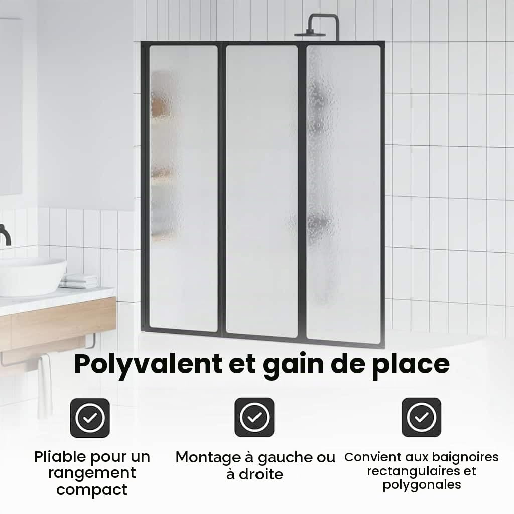 vidaXL Paroi de douche Noir 132 x 2 x 140 cm Aluminium et PP, Paravent de douche, moderne et rectangulaire, pliable, gain de place, panneau flexible pour votre salle de bain