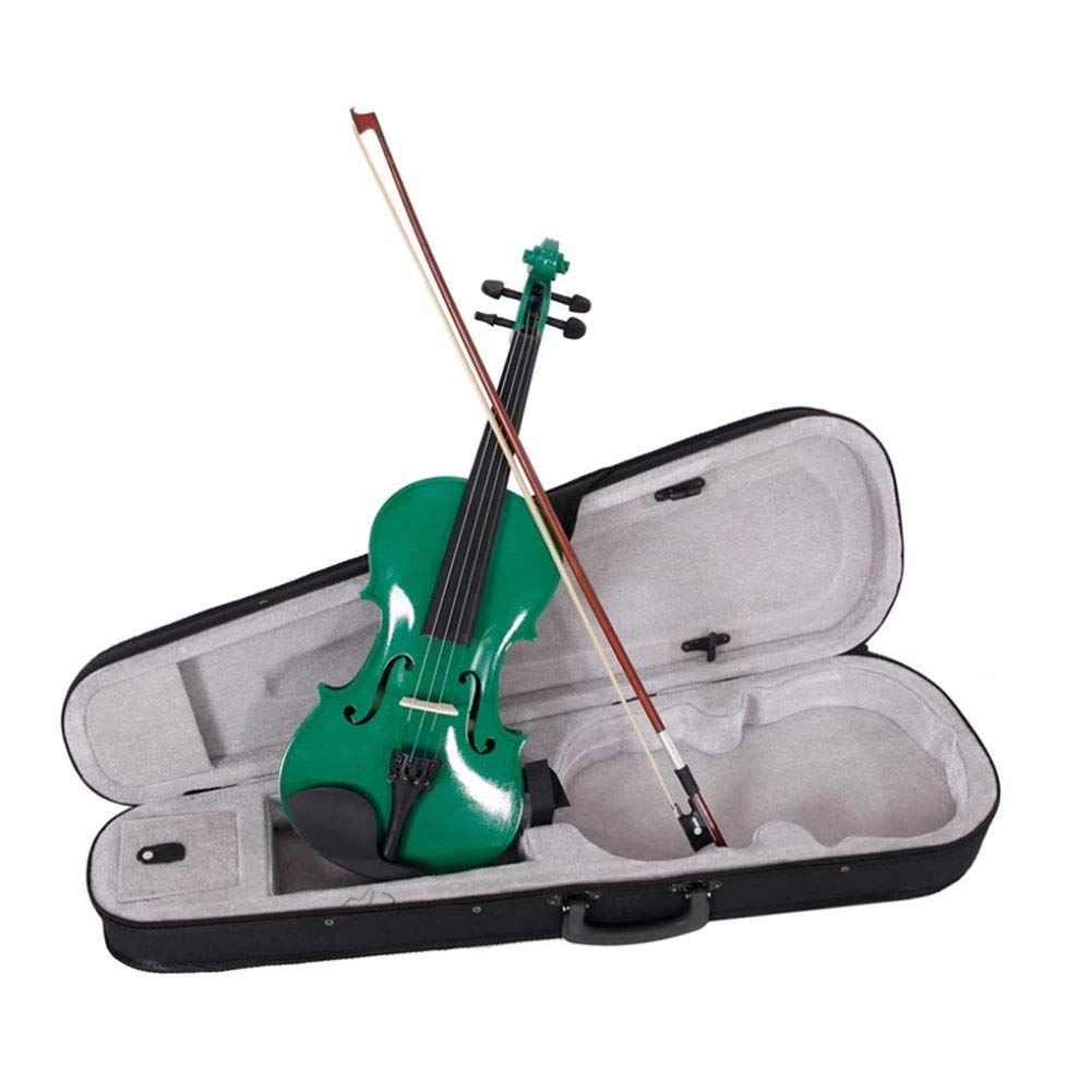 Violino Standard da Studente, per Principianti, Nuova Custodia for Violino Acustico 4/4 Bow Rosin Green - Set di violini for Bambini Principianti Studenti Adulti