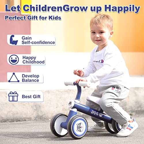 Image of Wdmiya Baby Balance Bike Toys for 1 Year Old Boys Gifts, 10-36 Months Toddler First Bike with No Pedal, 4 Silence Wheels & Soft Seat, One Year Old Boy Birthday Gift for Christmas (Blue Shiba Inu)