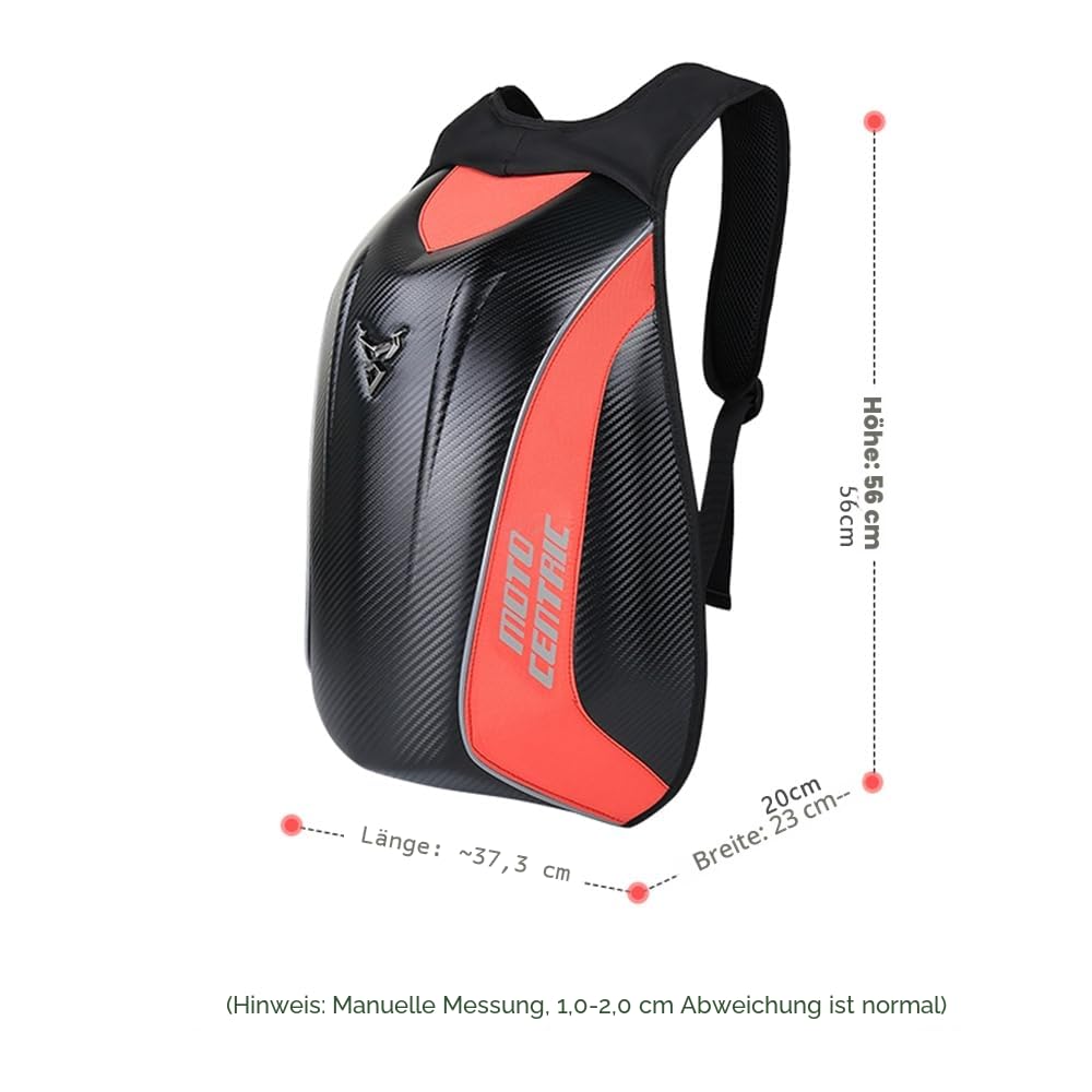 Motorrad-Rucksack, wasserdicht, Kohlefaser, Hartschale, reflektierend, für Motorrad-Reisekoffer