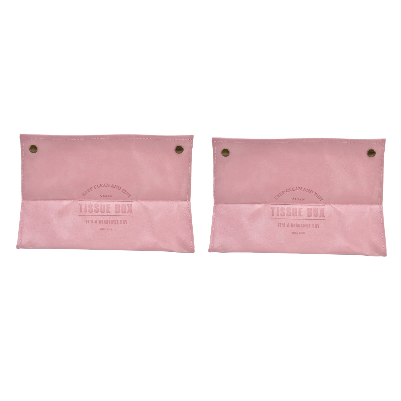 Boîte à Mouchoirs Nordique 2 Pièces Cuir PU - Rose Et Bleu, Pliable Pour Maison, Voiture Et Bureau