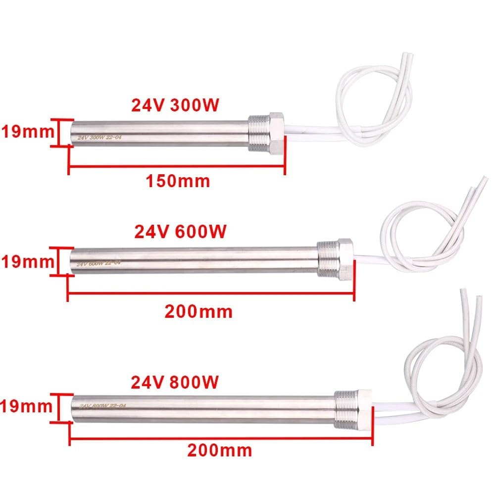Cartouche chauffante à Immersion à filetage NPT 3/4 pouces, élément chauffant électrique à eau 300W 500W 600W 800W 1000W, 24V 36V 48V, diamètre 19MM, 1 pièce(24V,800w L200mm)