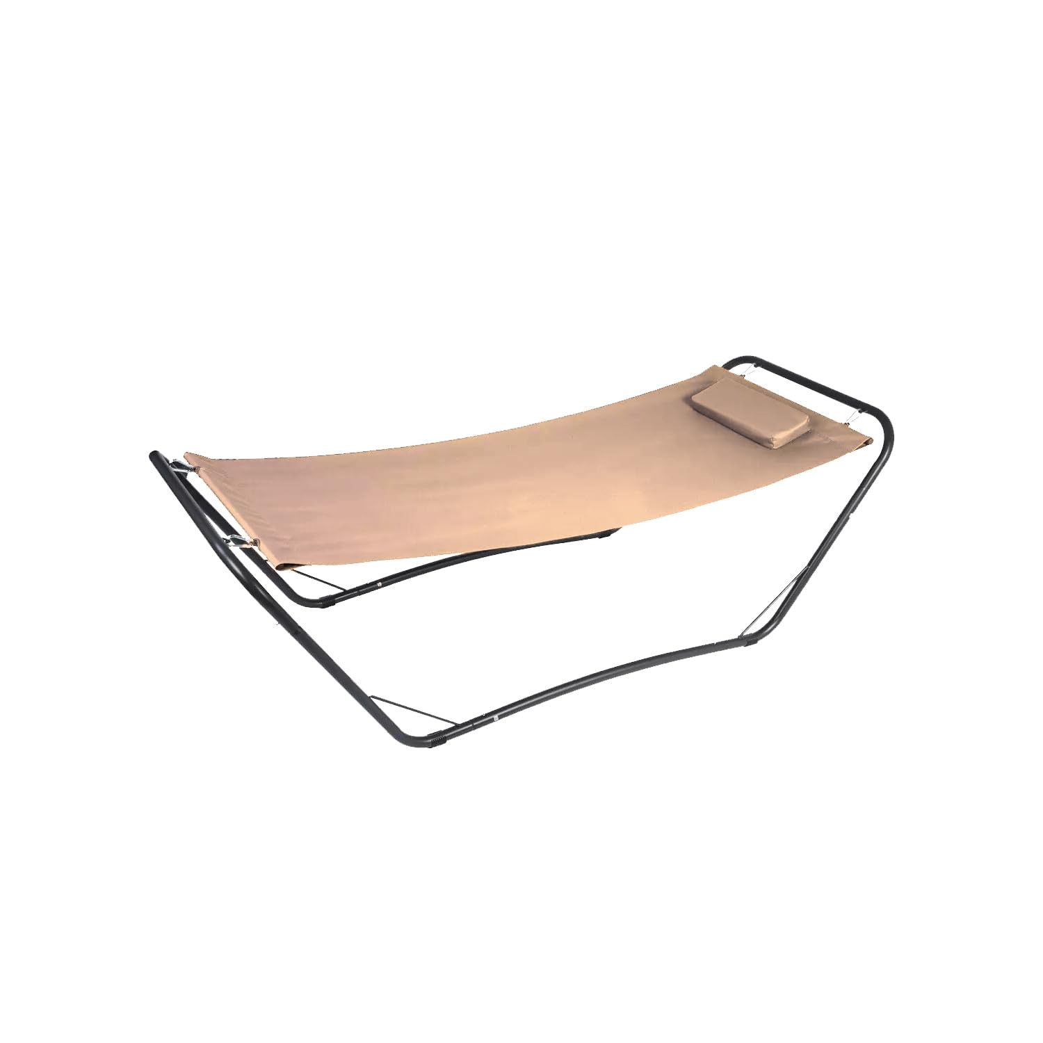 Hamaca de jardín de Acero – Hamaca con Soporte y cojín, Ideal para Relajarse en terraza o balcón, Estructura Robusta de Metal, soporta 100 kg, 210 x 80 x 65 cm, Beige