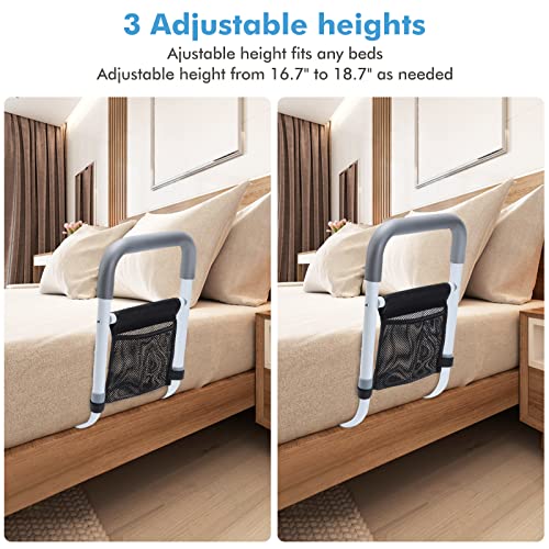 Wehwupe Bed Rails For Elderly Adults Safety Height Adjustable Bed Assist Rail For Seniors Bedside Fall Prevent Grab Bar With Storage Pocket Fits King Queen Full Twin Bed #TOP3