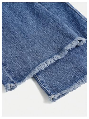 Floerns Girl's Elastic High Waist Flare Leg Denim Pants Bell Bottom Casual Jeans3