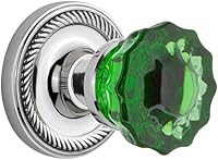 Vista 7 de Nostalgic Warehouse 722575 Rosetón de cuerda con perilla de vidrio de cristal esmeralda de sola puerta en bronce atemporal