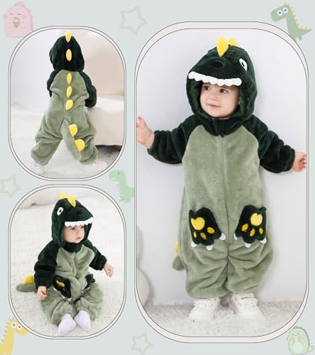 LOLANTA Unisex Baby Dinosaur Dragon Costume, Toddler Plush One-Piece Hooded Animal Romper, 2-3 Years, Tag 100 - Image 2