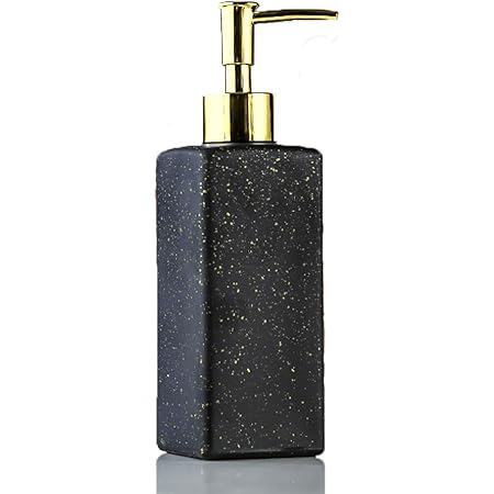 Dispensador de jabón de manos líquido recargable de porcelana de imitación para cocina, baño, dispensador de champú de botella cuadrada con bomba de ...