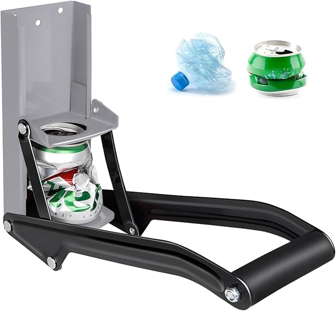 NIWWIN Trituradoras de latas montadas en la pared, trituradoras de latas de aluminio 2 en 1 y abridor de botellas, herramienta de reciclaje de bar y cocina para la extrusión de latas de cerveza, latas