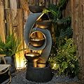 SERBILHOME 46.8''H Tall Outdoor Fountains and Waterfalls - 5-Tiered Garden Cascade Patio Outside Bowl Fountain for Yard Deck Yard Outside, Porch Waterfall Gray