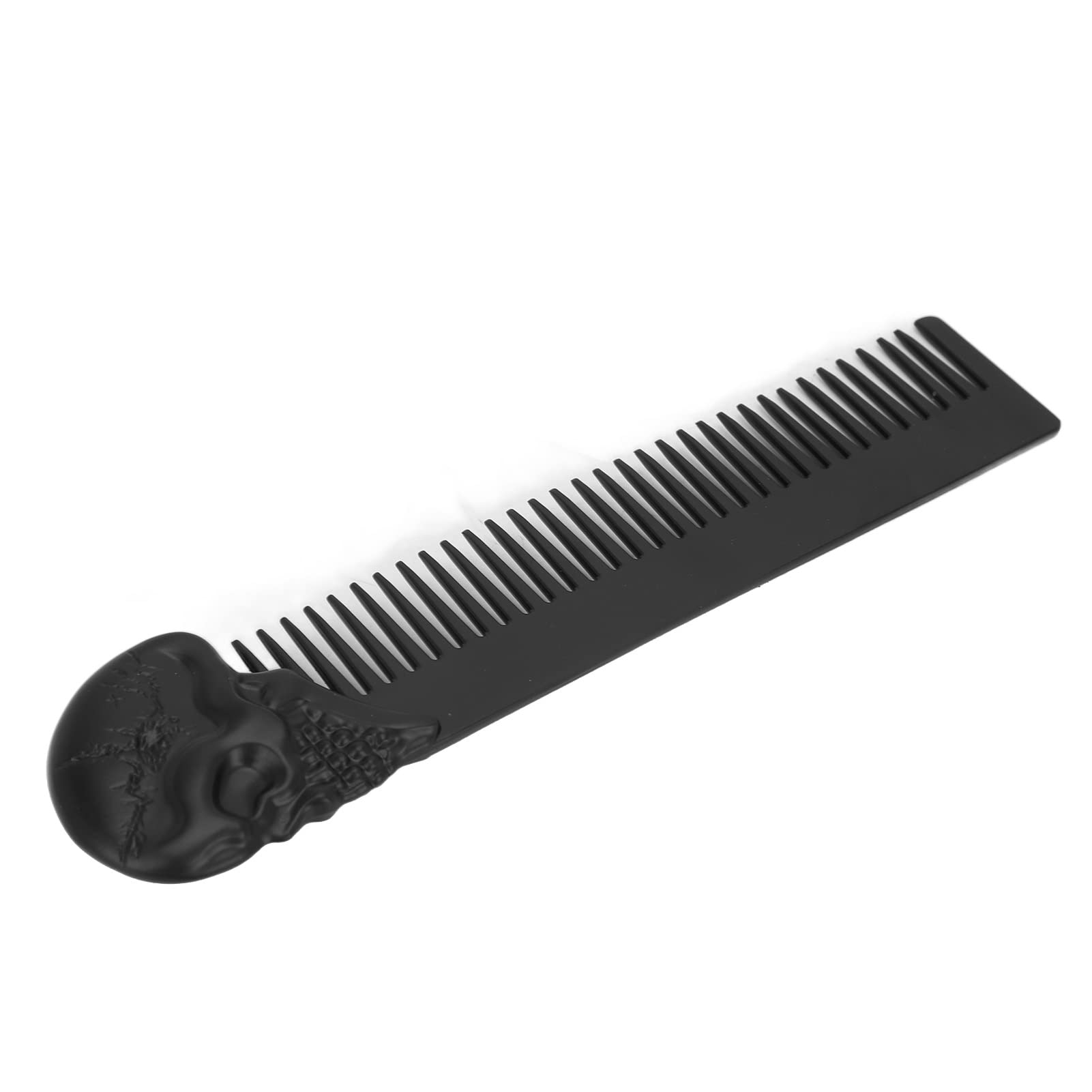 ACAGALA Pocket Beard Comb Zinc Alloy Skull Pattern Hair Styling Mustache Shaping Oil Hair Comb (Black)