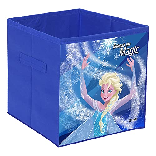 Image of Kuber Industries Disney Frozen Print Foldable Cube Box|Non Woven Storage Box For Clothes|Storage Organizer for Toys, Books, Baby Clothes|Pack of 4 (Blue)